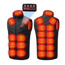 Load image into Gallery viewer, Winter Electric Heated Vest 3-Speed Smart Adjustment Cold-Proof Warming USB-Powered Stand Collar Vest for Outdoor Activities （4-Control 21-Zone）
