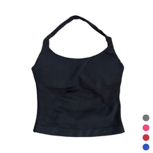 Load image into Gallery viewer, Solid Color Yoga Vest with Bra Pads Backless Halter Neck Design High-Elastic Outdoor Sports Top
