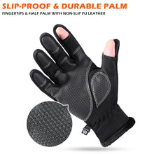Load image into Gallery viewer, Winter Photography Gloves Touchscreen Half-Finger Style Waterproof Anti-Slip Thermal Gloves with Reflective Strips for Outdoor Cycling Fishing
