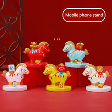 Load image into Gallery viewer, Chinese Style Cartoon Mascots Resin Horse Toys Cartoon Pony Desktop Decorations Mobile Phone Support Ornament Gift
