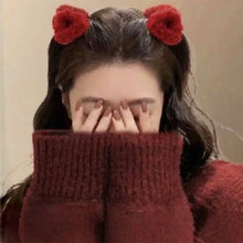 Load image into Gallery viewer, 2Pcs New Year Cute Cat Ear Shaped Hair Clip Red Hairpin Black Grip Clip Girls Headwear Hair Accessories
