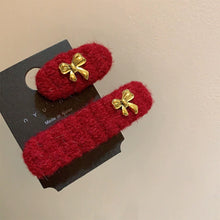 Load image into Gallery viewer, 2Pcs New Year Red Woolen Hair Clip Heart Bowknot Shape Hairpins Hair Accessory Girl Hair Decorations
