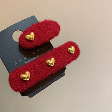 Load image into Gallery viewer, 2Pcs New Year Red Woolen Hair Clip Heart Bowknot Shape Hairpins Hair Accessory Girl Hair Decorations
