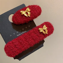 Load image into Gallery viewer, 2Pcs New Year Red Woolen Hair Clip Heart Bowknot Shape Hairpins Hair Accessory Girl Hair Decorations
