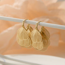 Load image into Gallery viewer, Carved Light Luxury Elegant Metal Hollow Silver Golden Hoop Earrings Ginkgo Leaf Shaped Ear Clip Gift For Women
