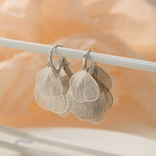Load image into Gallery viewer, Carved Light Luxury Elegant Metal Hollow Silver Golden Hoop Earrings Ginkgo Leaf Shaped Ear Clip Gift For Women
