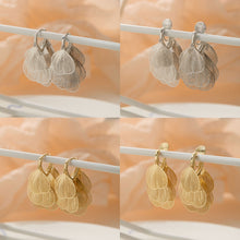 Load image into Gallery viewer, Carved Light Luxury Elegant Metal Hollow Silver Golden Hoop Earrings Ginkgo Leaf Shaped Ear Clip Gift For Women
