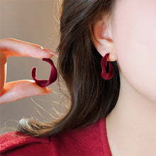 Load image into Gallery viewer, Winter New Year Fashion Light Luxury Earrings Irregular Shape Earrings Red Coffee Flocked Earrings Women Girls Gift
