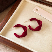 Load image into Gallery viewer, Winter New Year Fashion Light Luxury Earrings Irregular Shape Earrings Red Coffee Flocked Earrings Women Girls Gift
