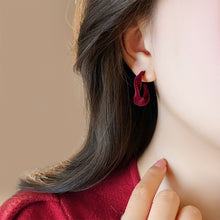 Load image into Gallery viewer, Winter New Year Fashion Light Luxury Earrings Irregular Shape Earrings Red Coffee Flocked Earrings Women Girls Gift

