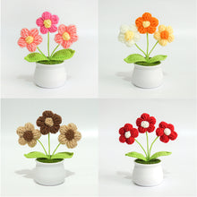 Load image into Gallery viewer, Hand-Knitted Flowers Handmade Crocheted Flowers Bouquets Desktop Ornament Home Decoration Valentine's Day Gift
