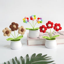 Load image into Gallery viewer, Hand-Knitted Flowers Handmade Crocheted Flowers Bouquets Desktop Ornament Home Decoration Valentine's Day Gift
