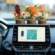 Load image into Gallery viewer, Hand-Knitted Rose Flowers Handmade Crocheted Flowers Bouquets Wooden flowerpot Desktop Ornament Home Decoration Valentine's Day Gift

