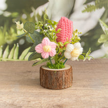 Load image into Gallery viewer, Hand-Knitted Rose Flowers Handmade Crocheted Flowers Bouquets Wooden flowerpot Desktop Ornament Home Decoration Valentine's Day Gift
