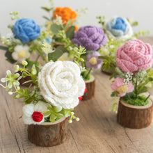 Load image into Gallery viewer, Hand-Knitted Rose Flowers Handmade Crocheted Flowers Bouquets Wooden flowerpot Desktop Ornament Home Decoration Valentine's Day Gift
