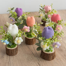 Load image into Gallery viewer, Hand-Knitted Rose Flowers Handmade Crocheted Flowers Bouquets Wooden flowerpot Desktop Ornament Home Decoration Valentine's Day Gift
