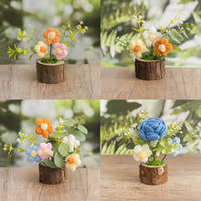 Load image into Gallery viewer, Hand-Knitted Rose Flowers Handmade Crocheted Flowers Bouquets Wooden flowerpot Desktop Ornament Home Decoration Valentine's Day Gift
