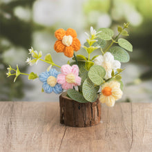 Load image into Gallery viewer, Hand-Knitted Rose Flowers Handmade Crocheted Flowers Bouquets Wooden flowerpot Desktop Ornament Home Decoration Valentine's Day Gift
