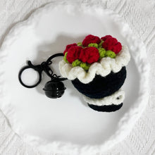 Load image into Gallery viewer, Mini Rose Bouquet Hand Tied Bouquet Wool Knitted Rose Crochet Flowers Keychain Pendant Valentine's Day Gift

