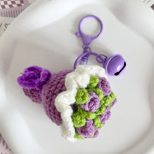 Load image into Gallery viewer, Mini Rose Bouquet Hand Tied Bouquet Wool Knitted Rose Crochet Flowers Keychain Pendant Valentine's Day Gift

