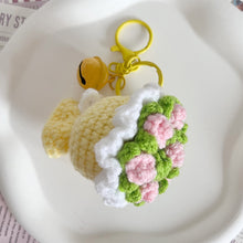Load image into Gallery viewer, Mini Rose Bouquet Hand Tied Bouquet Wool Knitted Rose Crochet Flowers Keychain Pendant Valentine's Day Gift
