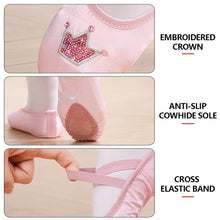 Load image into Gallery viewer, Kids Crown Satin Elastic Ballet Dance Shoes Soft Comfortable Breathable Dance Shoes Girls Female Ballet Soft Dance Shoes
