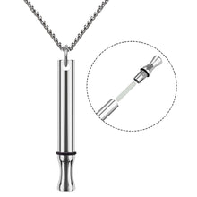 Load image into Gallery viewer, Stainless Steel Whistle Pendant Necklace Meditation Breathing Anxiety Relief Stress Relief Natural Calming Yoga Fashion Jewelry Accessories
