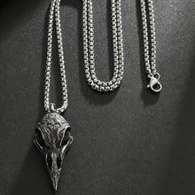 Load image into Gallery viewer, Retro Nordic Scandinavian Crow Skull Pendant Necklace For Men Personalized Bird Jewelry Lucky Amulet Gift
