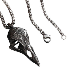 Load image into Gallery viewer, Retro Nordic Scandinavian Crow Skull Pendant Necklace For Men Personalized Bird Jewelry Lucky Amulet Gift
