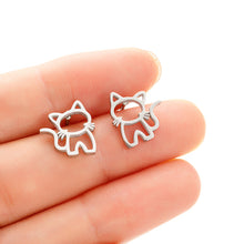 Load image into Gallery viewer, Cute Cat Stainless Steel Stud Earrings Unisex Punk Minimalist Small Jewelry For Mens Womens Daily Christmas Gifts
