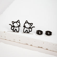Load image into Gallery viewer, Cute Cat Stainless Steel Stud Earrings Unisex Punk Minimalist Small Jewelry For Mens Womens Daily Christmas Gifts
