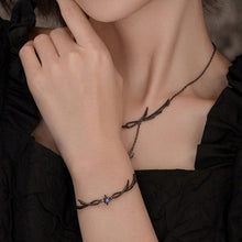 Load image into Gallery viewer, Twilight Black Feather Punk Bracelet Alloy Metal Chain Shiny Gemstones Fashion Jewelry Gift For Women Girls
