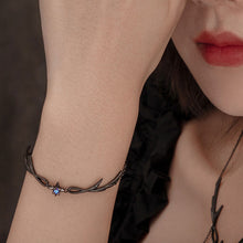 Load image into Gallery viewer, Twilight Black Feather Punk Bracelet Alloy Metal Chain Shiny Gemstones Fashion Jewelry Gift For Women Girls
