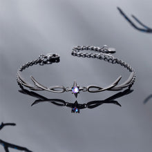 Load image into Gallery viewer, Twilight Black Feather Punk Bracelet Alloy Metal Chain Shiny Gemstones Fashion Jewelry Gift For Women Girls
