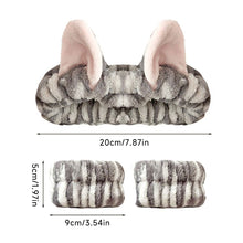 Load image into Gallery viewer, 3pcs Set Cute Cat Ear Plush Hairband Elastic Wrist Strap For Women Girls Makeup Washing Face Hair Accessory
