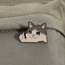 Load image into Gallery viewer, Kawaii Cute Thumb Up Crying Cat Enamel Pin Funny Animal Brooch Lapel Backpack Badge Alloy Jewelry Accessories Gifts For Cat Lovers Friends
