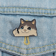 Load image into Gallery viewer, Kawaii Cute Thumb Up Crying Cat Enamel Pin Funny Animal Brooch Lapel Backpack Badge Alloy Jewelry Accessories Gifts For Cat Lovers Friends
