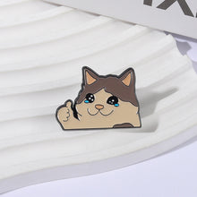 Load image into Gallery viewer, Kawaii Cute Thumb Up Crying Cat Enamel Pin Funny Animal Brooch Lapel Backpack Badge Alloy Jewelry Accessories Gifts For Cat Lovers Friends
