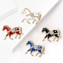 Load image into Gallery viewer, Classic Rhinestone Horse Brooch Zodiac Animal Lapel Pin For Women Men Casual Party New Year Holiday Gifts Accessories

