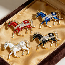 Load image into Gallery viewer, Classic Rhinestone Horse Brooch Zodiac Animal Lapel Pin For Women Men Casual Party New Year Holiday Gifts Accessories
