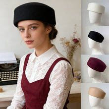 Load image into Gallery viewer, Autumn Winter Womens Wool Felt Beret Hard Top Pillbox Hat Retro Vintage Trendy For Party Wedding Formal
