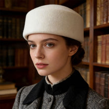 Load image into Gallery viewer, Autumn Winter Womens Wool Felt Beret Hard Top Pillbox Hat Retro Vintage Trendy For Party Wedding Formal
