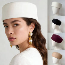Load image into Gallery viewer, Autumn Winter Womens Wool Felt Beret Hard Top Pillbox Hat Retro Vintage Trendy For Party Wedding Formal
