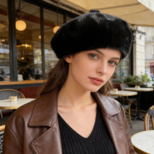 Load image into Gallery viewer, Womens Faux Fur Beret Hat Autumn Winter Warm Thicken French Style Artist Painter Cap Casual Adjustable Plush Beanies Hat
