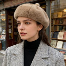 Load image into Gallery viewer, Womens Faux Fur Beret Hat Autumn Winter Warm Thicken French Style Artist Painter Cap Casual Adjustable Plush Beanies Hat
