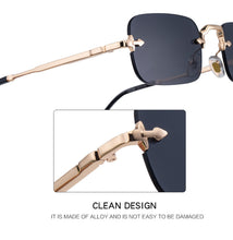 Load image into Gallery viewer, Rimless Cut Edge Rectangle Sunglasses Unisex Luxury Brand Punk Vintage Metal Small Frame Classic Square UV400 Summer Traveling Eyewear Shades
