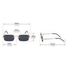 Load image into Gallery viewer, Rimless Cut Edge Rectangle Sunglasses Unisex Luxury Brand Punk Vintage Metal Small Frame Classic Square UV400 Summer Traveling Eyewear Shades
