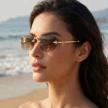 Load image into Gallery viewer, Rimless Cut Edge Rectangle Sunglasses Unisex Luxury Brand Punk Vintage Metal Small Frame Classic Square UV400 Summer Traveling Eyewear Shades
