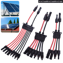 Load image into Gallery viewer, MC4 Y Branch Connector for Solar Panels 2 to 4/6/8 Parallel Connection Red Black Cable Photovoltaic System Wiring Accessory
