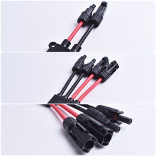 Load image into Gallery viewer, MC4 Y Branch Connector for Solar Panels 2 to 4/6/8 Parallel Connection Red Black Cable Photovoltaic System Wiring Accessory
